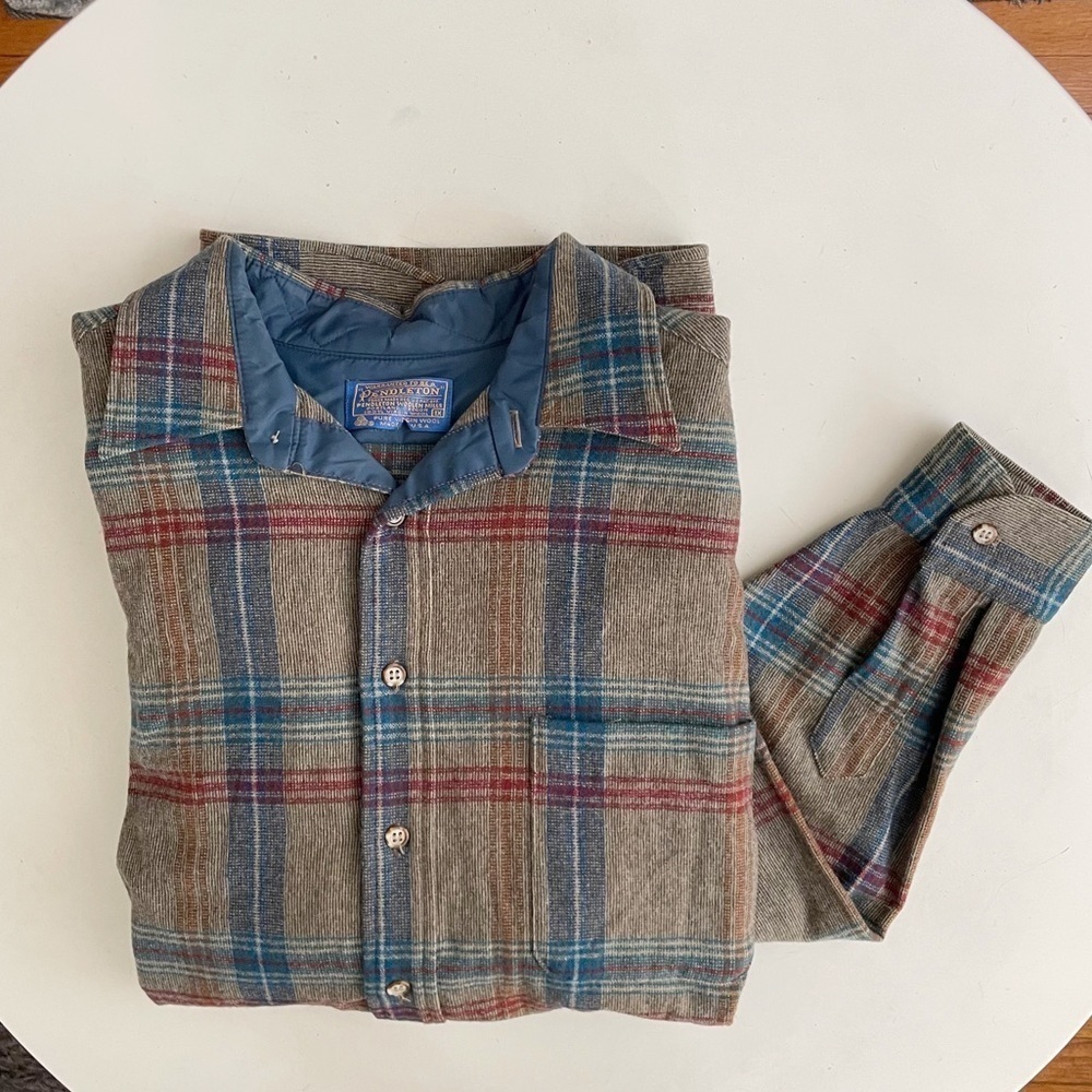 Pendleton Men’s Virgin Wool Button Down Shirt Brown Size 1X Made in USA